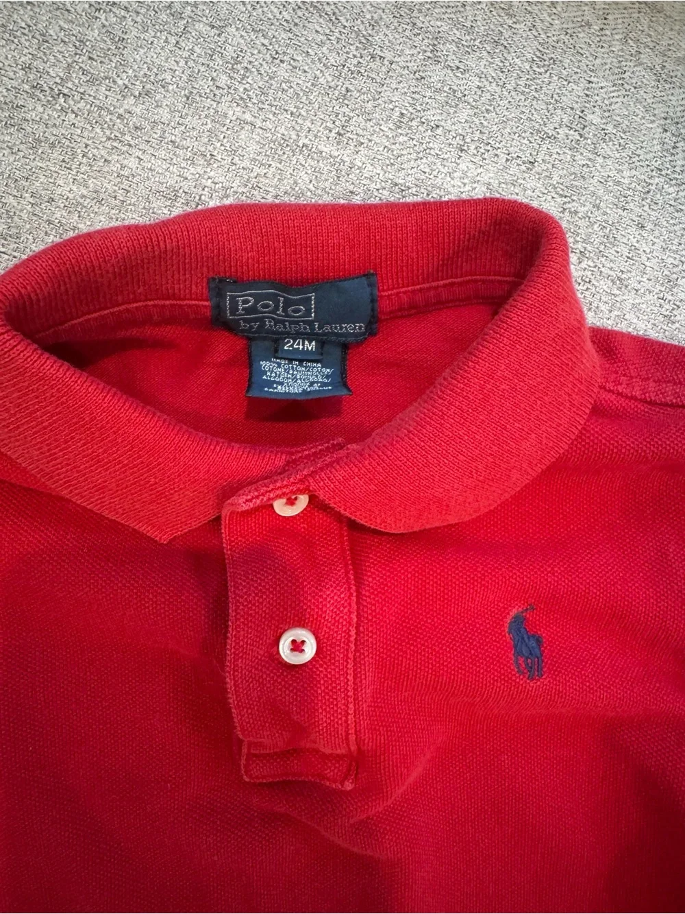 Ralph Lauren Kids Bright Red Long-Sleeve Polo with Navy Pony Size 24 mo